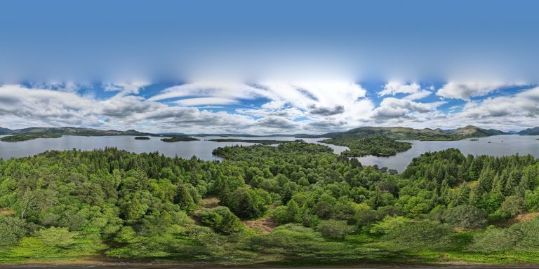 Loch Lomond and its wooded islands from above